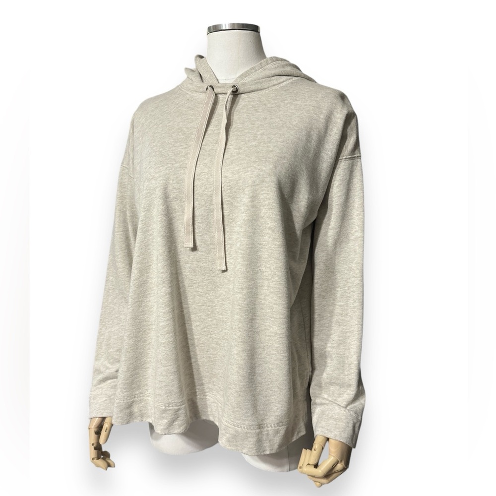 J. JILL Heathered Grey French Terry Drawstring Collar Hoodie